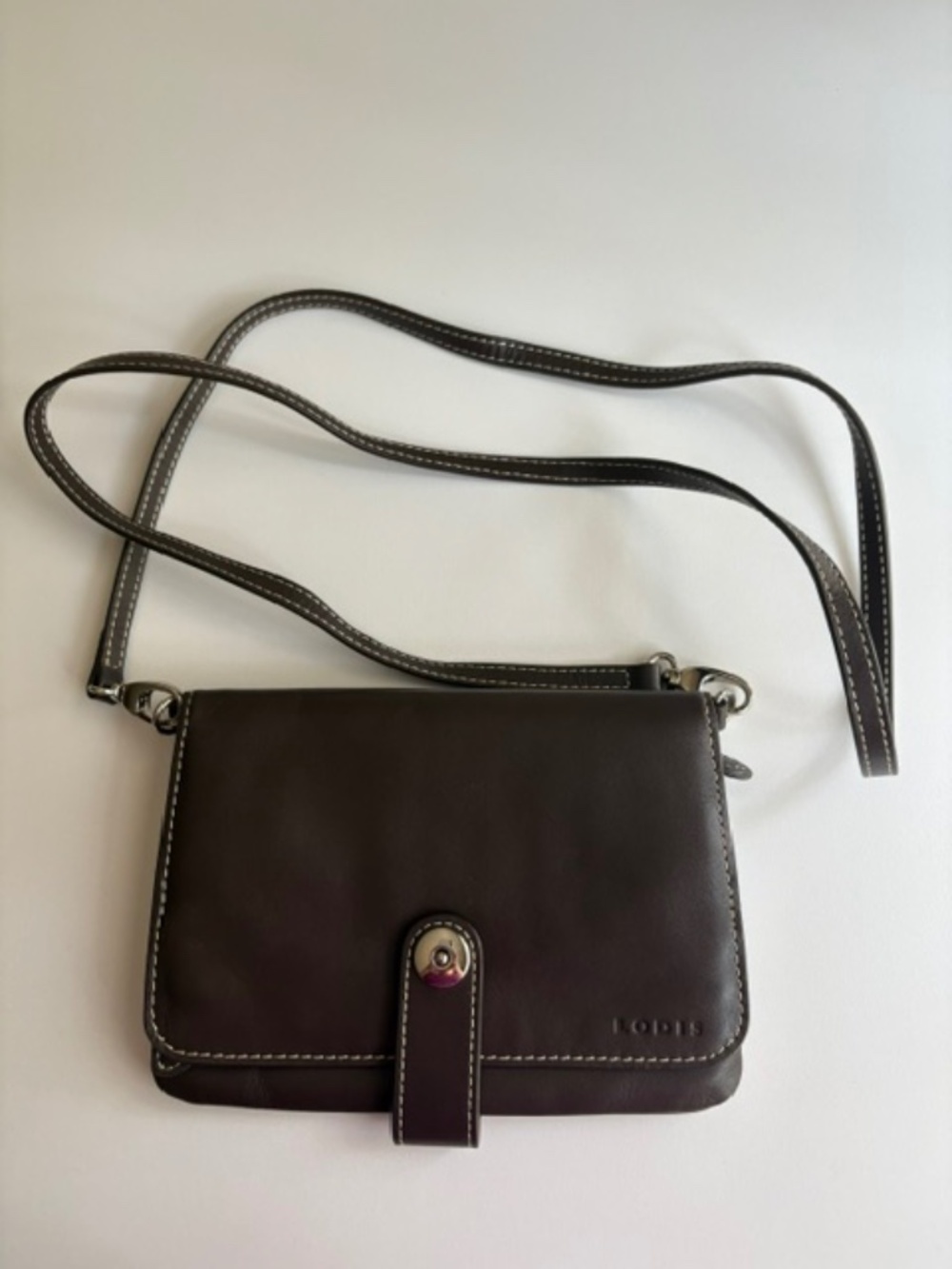 Lodis Brown Leather Small Crossbody Purse Bag Handbag Wallet